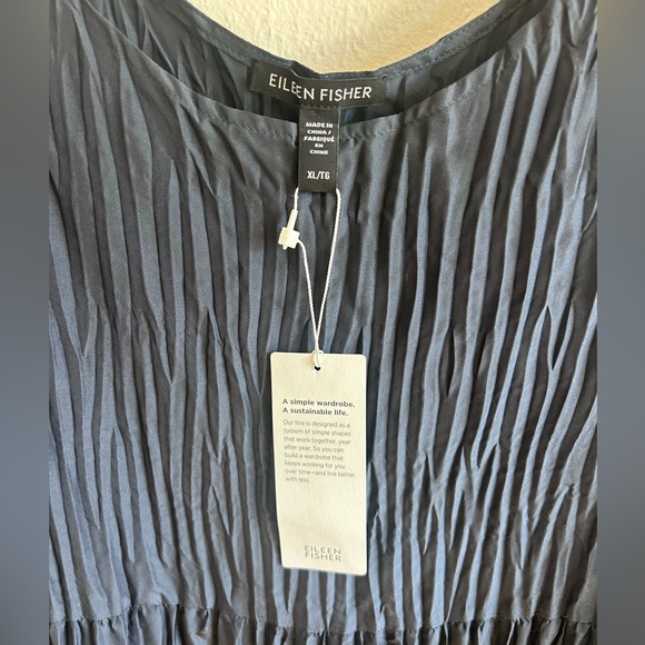 Eileen Fisher Tiered Pleated Silk Midi Dress NWT size XL - Picture 5 of 5